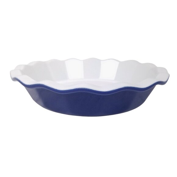 Emile Henry Ruffled Pie Dish Cobalt Blue - Picture 1 of 8